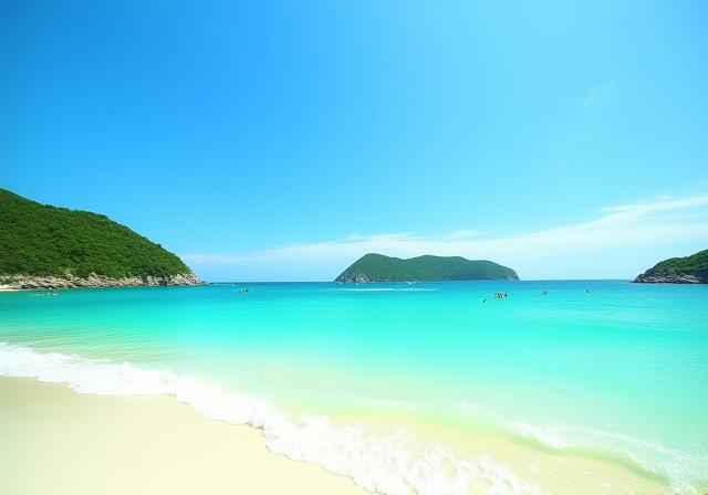 에메랄드빛 제주 협재 해수욕장과 비양도